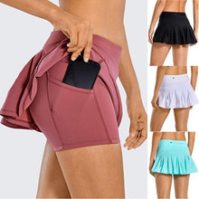 Load image into Gallery viewer, Women Tennis Skorts Sport Athletic Yoga Shorts Skirt Solid Color Anti Exposure Fitness High Waist Shorts Female Sportswear