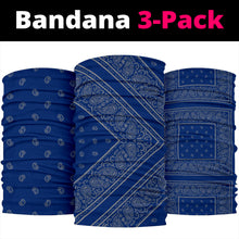 Load image into Gallery viewer, Blue and Gray Bandana Headbands 3 Pack