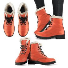 Load image into Gallery viewer, Bright Red Faux Fur Leather Boots