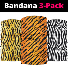 Load image into Gallery viewer, Animal Print Pop Art (Lion, Tiger, Zebra) - Bandana 3 Pack