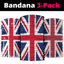 Load image into Gallery viewer, Grunge Union Jacks (Black, White, Grey) - Bandana 3 Pack