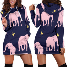 Load image into Gallery viewer, Pink Elephants Hoodie Dress