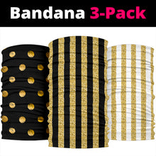 Load image into Gallery viewer, Luxury Stripes & Dots Gold Collection of Bandana 3-Pack