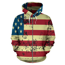Load image into Gallery viewer, American Flag Zip Hoodie
