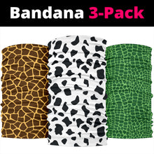 Load image into Gallery viewer, Animal Print Pop Art (Cow, Croc, Giraffe) - Bandana 3 Pack