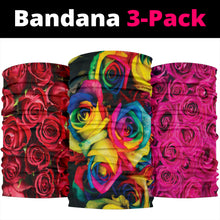 Load image into Gallery viewer, Roses (Red, Pink, Rainbow) - Bandana 3 Pack