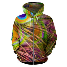 Load image into Gallery viewer, Bird Models: Peacock Feathers 01-02 All Over Print Zip-Up Hoodie