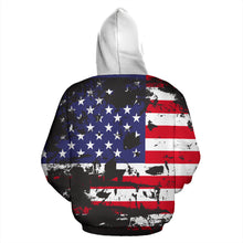 Load image into Gallery viewer, American Flag and Tags Zip-Up Hoodie