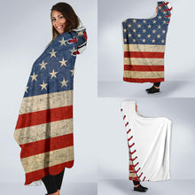 Load image into Gallery viewer, American Flag Baseball Stitch Hooded Blanket