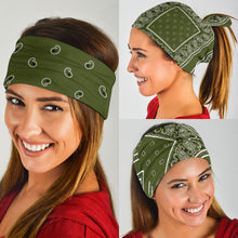 Load image into Gallery viewer, Army Green Bandana Headbands 3 Pack