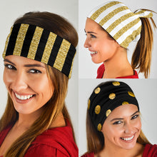 Load image into Gallery viewer, Luxury Stripes & Dots Gold Collection of Bandana 3-Pack