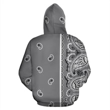 Load image into Gallery viewer, Asymmetrical Gray Bandana Zip Hoodie