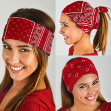Load image into Gallery viewer, Classic Red Bandana Headband s3 Pack