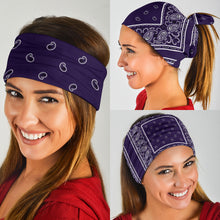 Load image into Gallery viewer, Royal Purple Bandana Headbands 3 Pack
