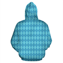 Load image into Gallery viewer, Blue Argyle All Over Zip Up Hoodie