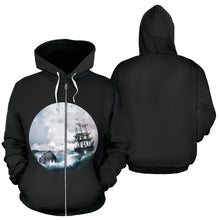 Load image into Gallery viewer, Ship and Waves Print Zip-Up Hoodie