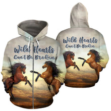 Load image into Gallery viewer, Wild Hearts Can't Be Broken All Over Print Hoodie Zip Up