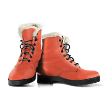 Load image into Gallery viewer, Bright Red Faux Fur Leather Boots