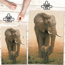 Load image into Gallery viewer, Mother & Baby Elephant Jigsaw Puzzle