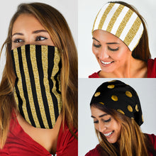 Load image into Gallery viewer, Luxury Stripes & Dots Gold Collection of Bandana 3-Pack