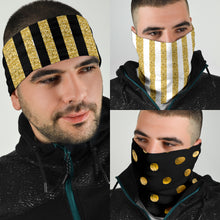 Load image into Gallery viewer, Luxury Stripes & Dots Gold Collection of Bandana 3-Pack