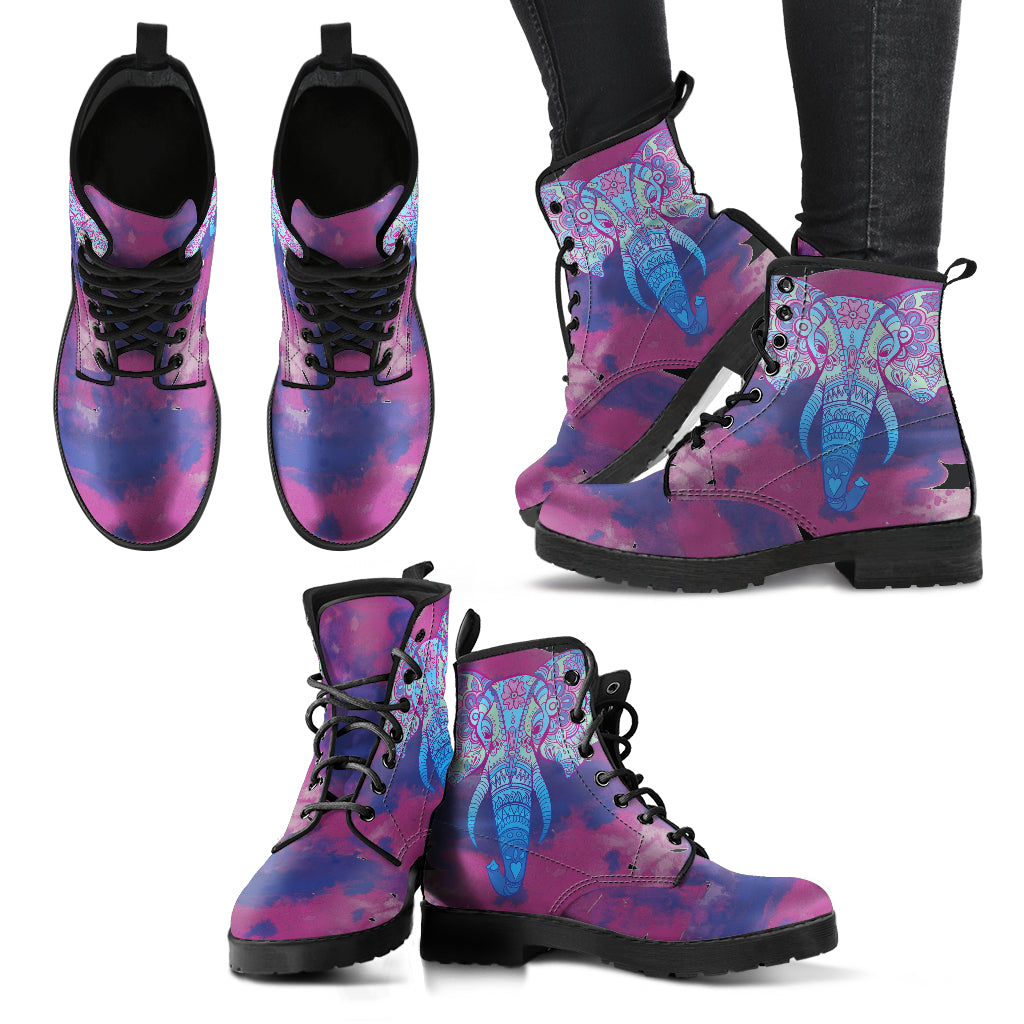 Colorful Elephant Women's Leather Boots