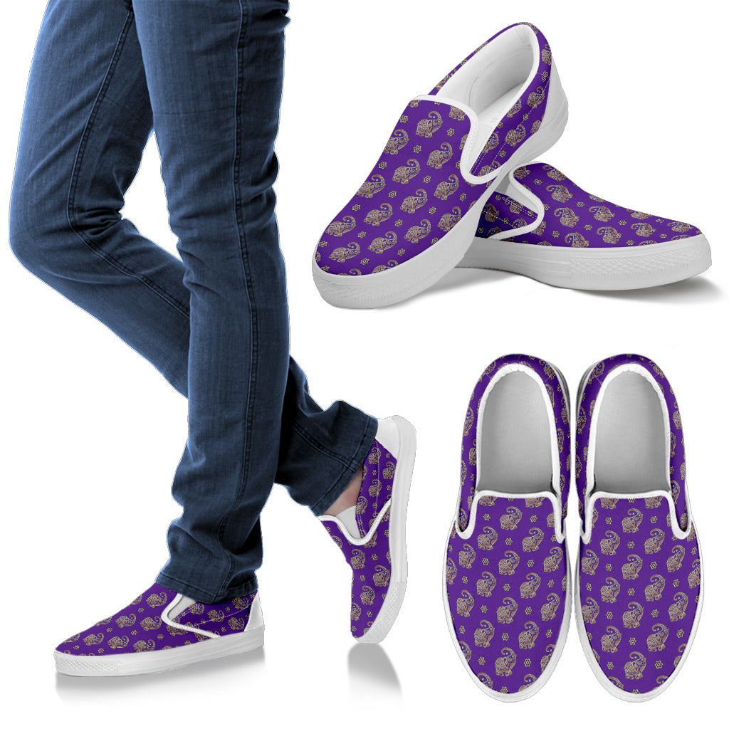 Lucky Purple Elephant Women's Slip Ons