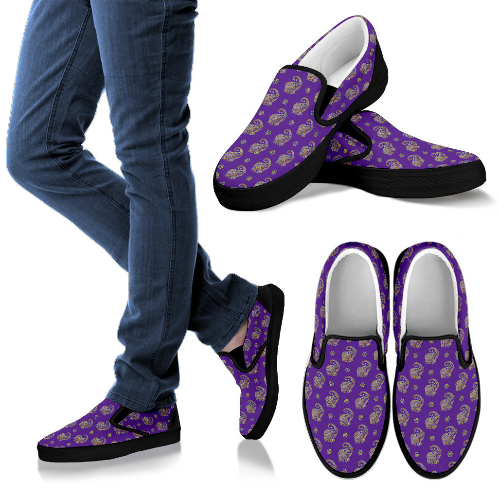 Lucky Purple Elephant Women's Slip Ons