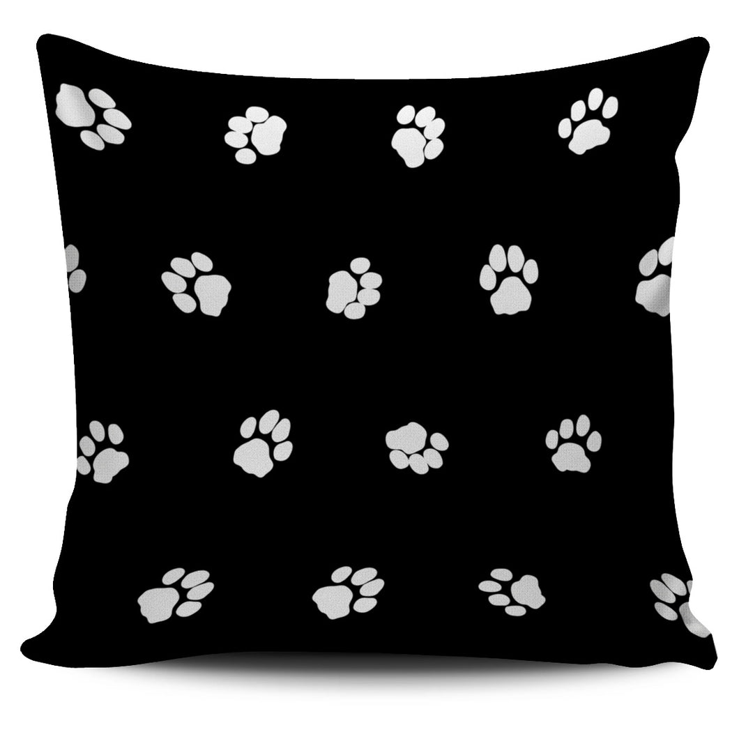 Black White Paws Cats Pillow Cover