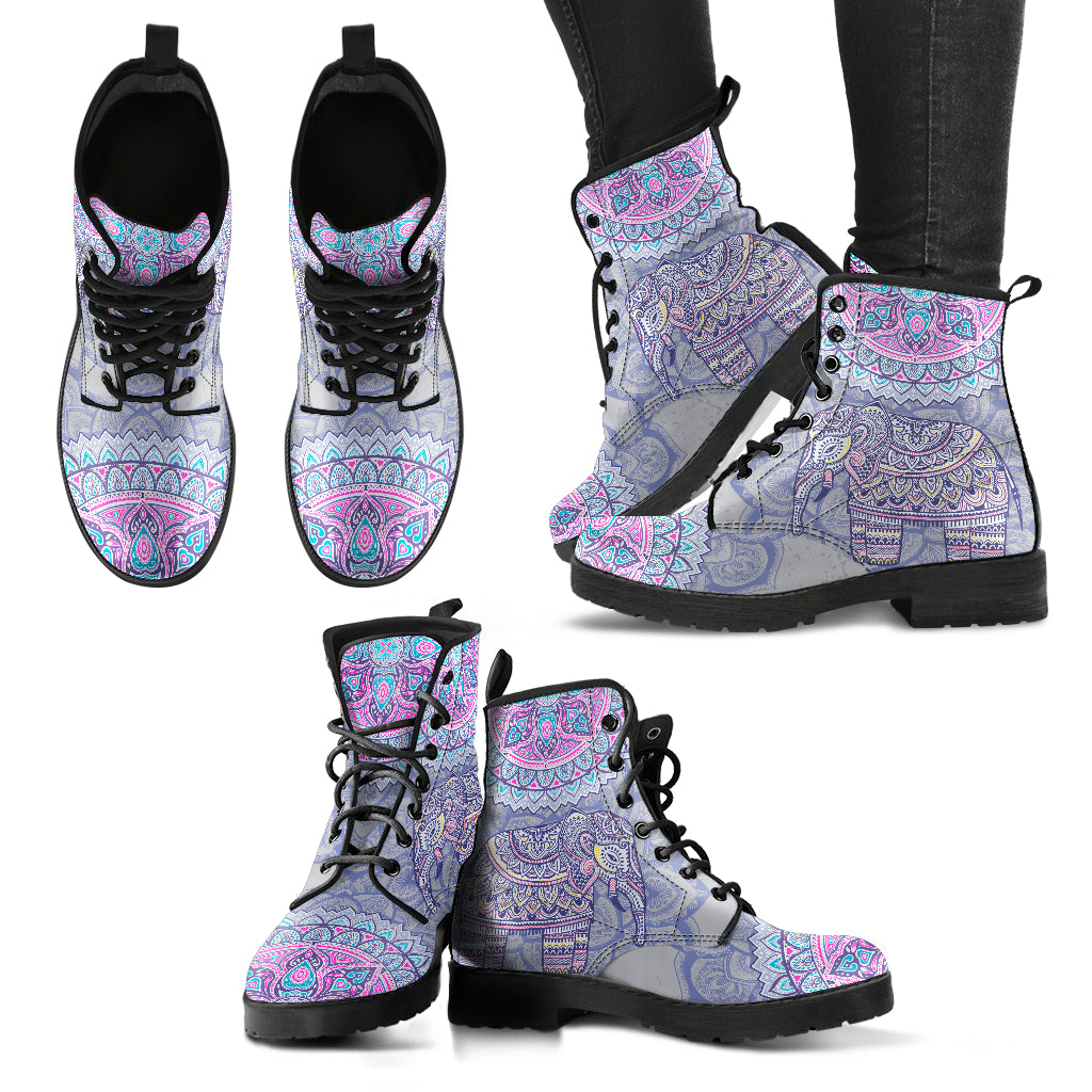 Elephant Mandala Women's Leather Boots