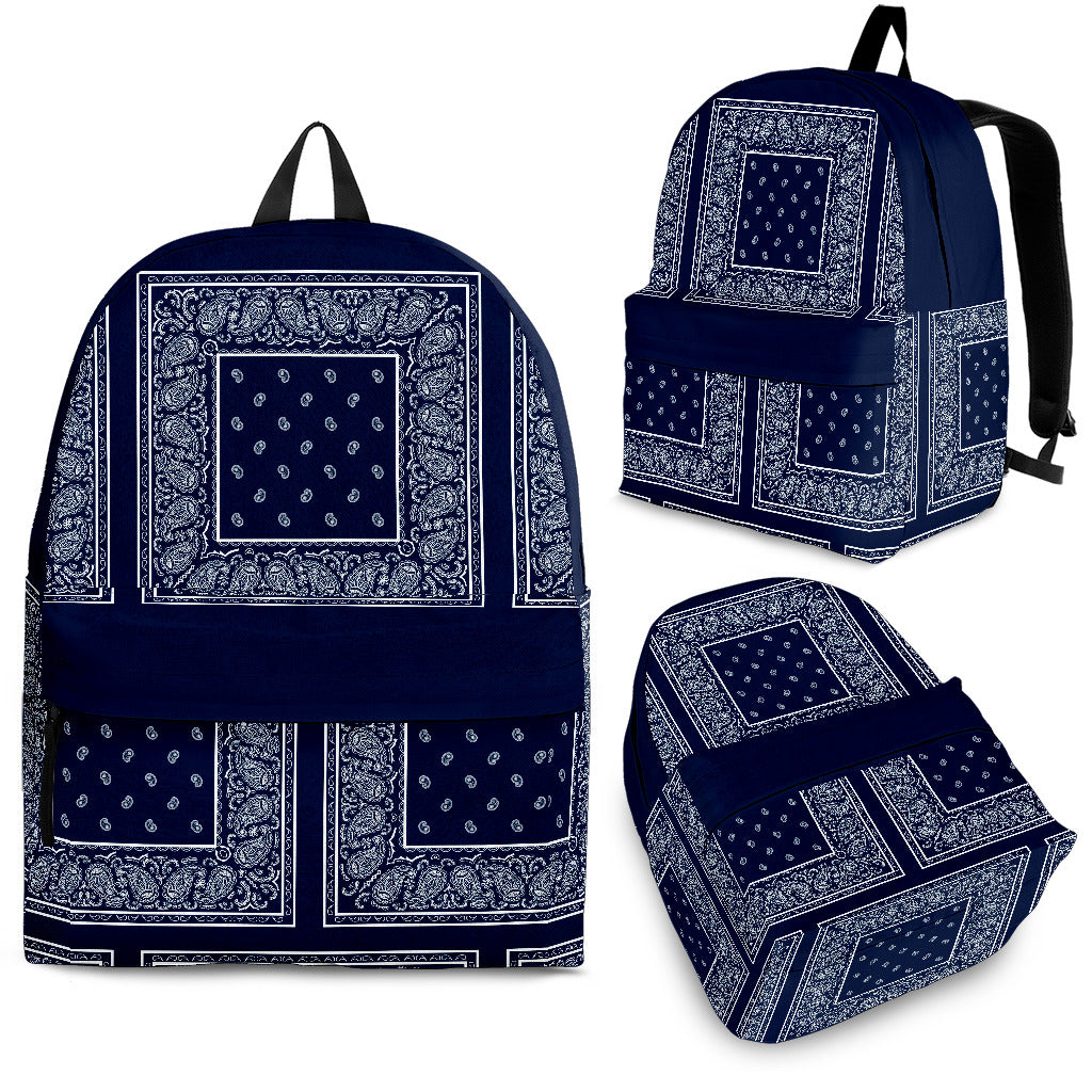 Navy and White Bandana Color Patch Backpack