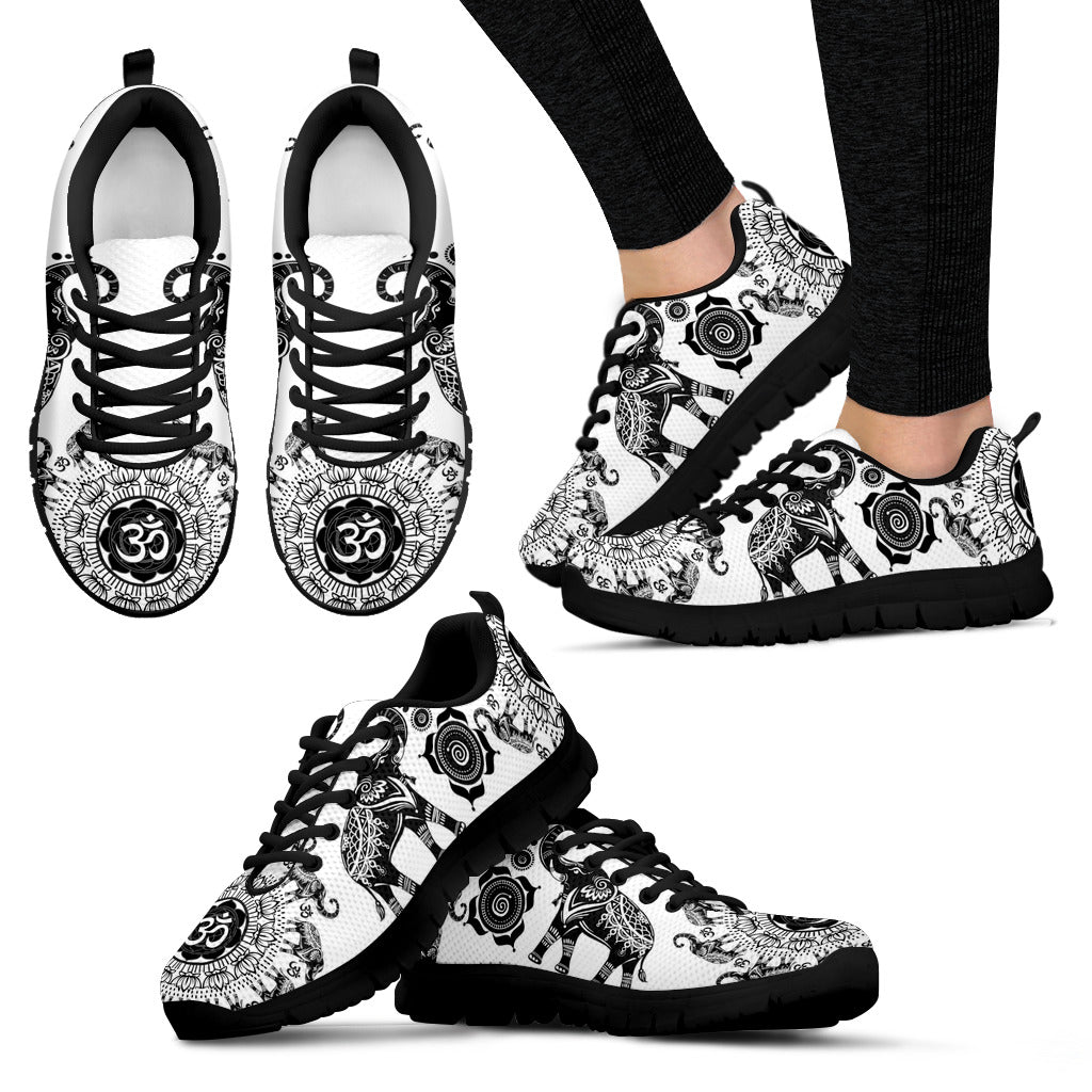 Elephant Black and White Women's Sneakers