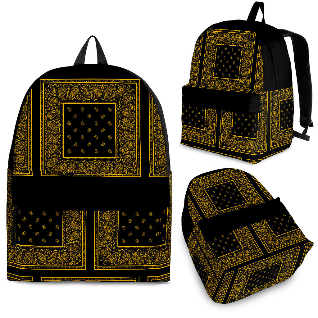 Black Gold Color Patch Backpack