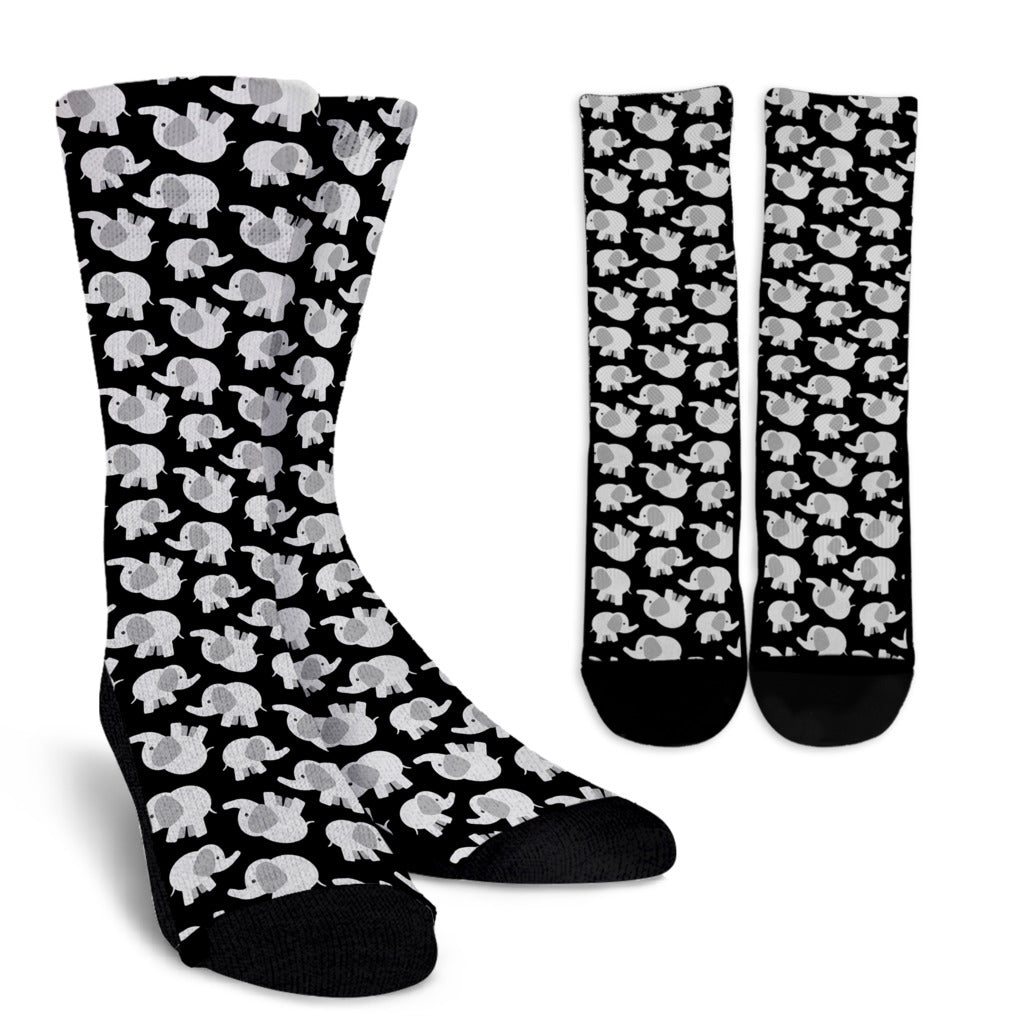 Elephant Pattern Socks - Black