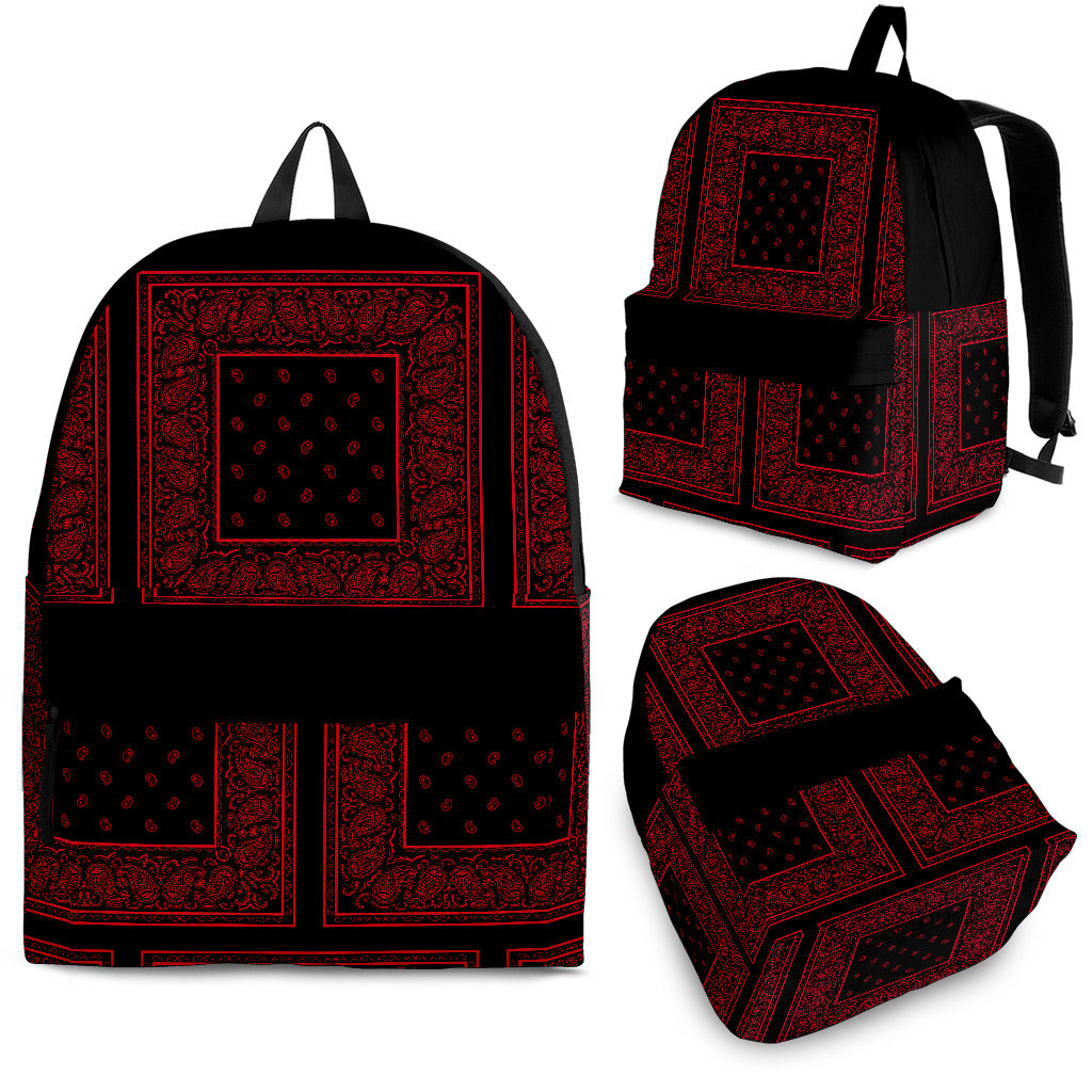 Black and Red Bandana Color Patch Backpack