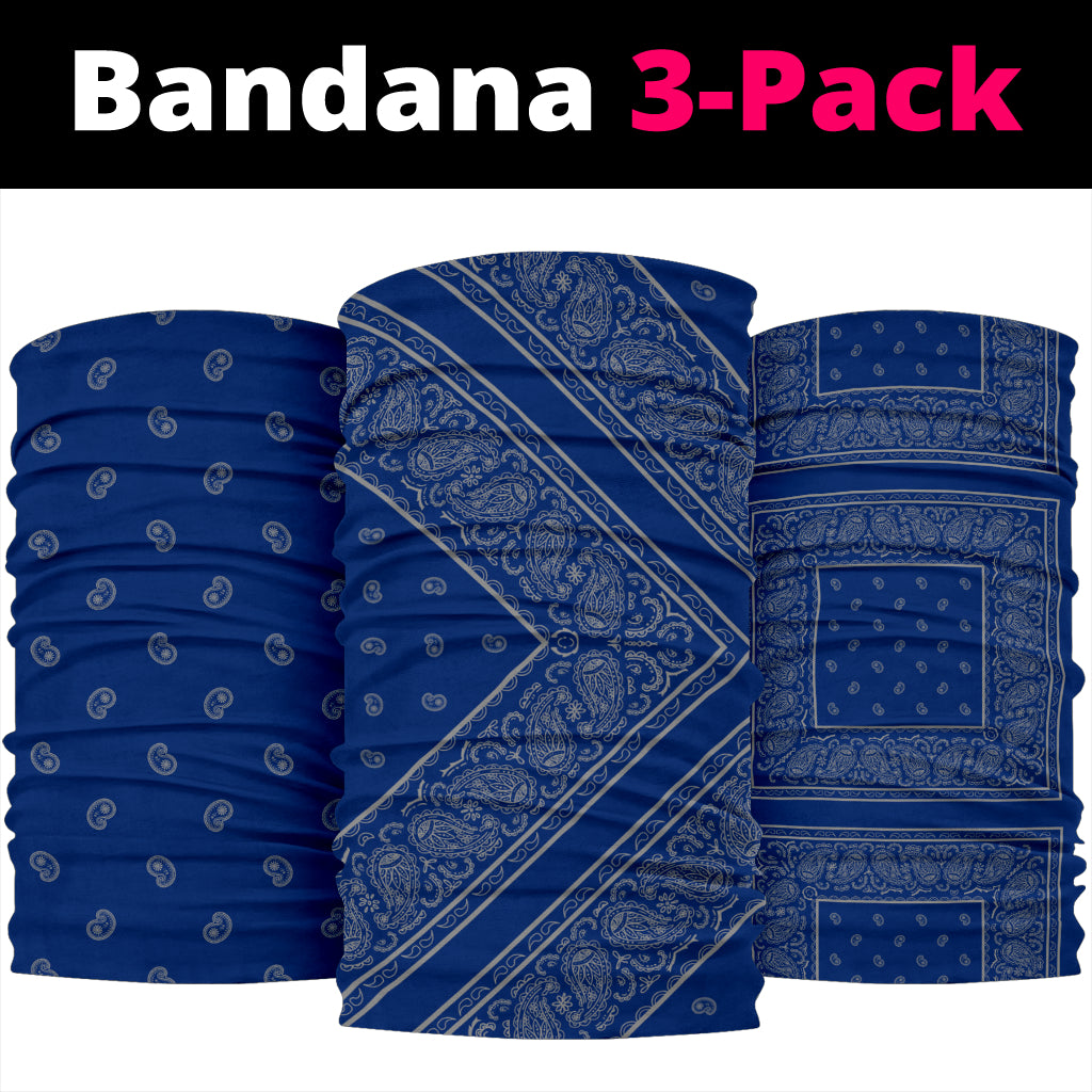 Blue and Gray Bandana Headbands 3 Pack