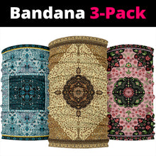 Load image into Gallery viewer, Luxury Oriental Mandala 4 Design on Bandana 3-Pack
