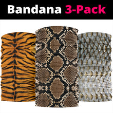 Load image into Gallery viewer, Animal Textures (Fish, Snake, Tiger) - Bandana 3 Pack
