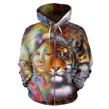 Load image into Gallery viewer, Tigre - Felpa con Zip e cappuccio -
