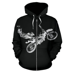 All Over Zip Up Hoodie - Biker