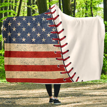 Load image into Gallery viewer, American Flag Baseball Stitch Hooded Blanket
