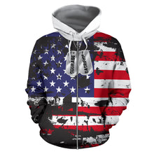 Load image into Gallery viewer, American Flag and Tags Zip-Up Hoodie
