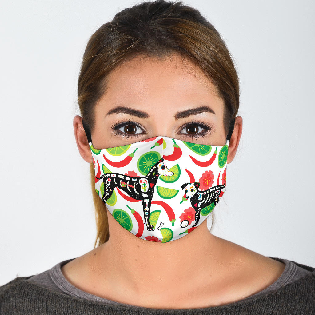 Day of the Dead Dogs Face Masks - Pattern or Black