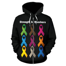 Load image into Gallery viewer, Strength In Numbers All Over Zip-Up Hoodie
