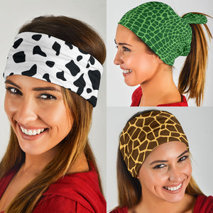 Animal Print Pop Art (Cow, Croc, Giraffe) - Bandana 3 Pack