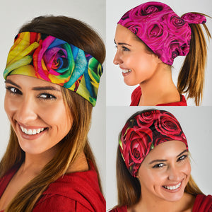 Roses (Red, Pink, Rainbow) - Bandana 3 Pack