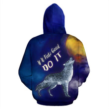 Load image into Gallery viewer, If It Feels Good Do It All Over Print zip Up Hoodie Wolf Howling At The Moon
