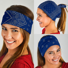 Load image into Gallery viewer, Blue and Gray Bandana Headbands 3 Pack
