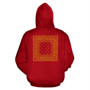 Back Print Red and Gold Bandana Zip Hoodie