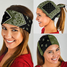 Load image into Gallery viewer, Army and Black Bandana Headbands 3 Pack
